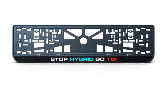 Рамка номерного знаку: STOP HYBRID GO TDI
