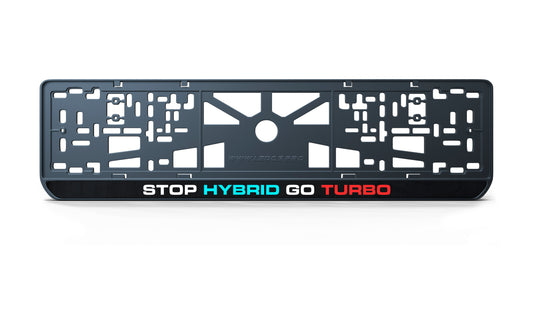 Рамка номерного знаку: STOP HYBRID GO TURBO